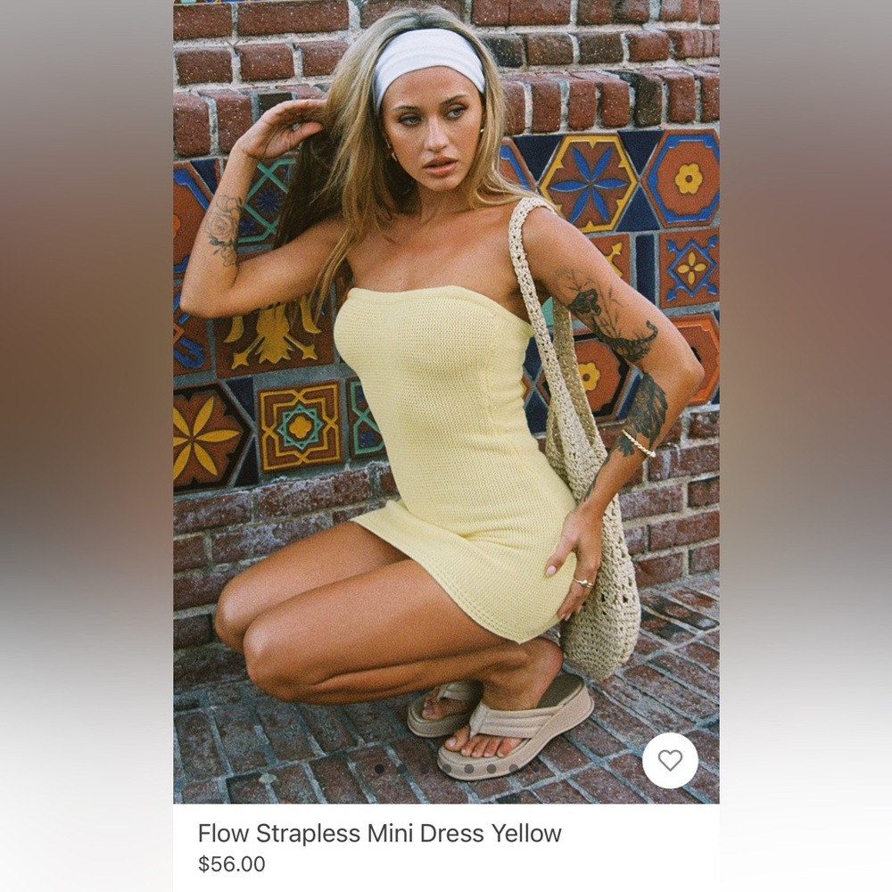 Princess Polly Flow Strapless Mini Dress Yellow